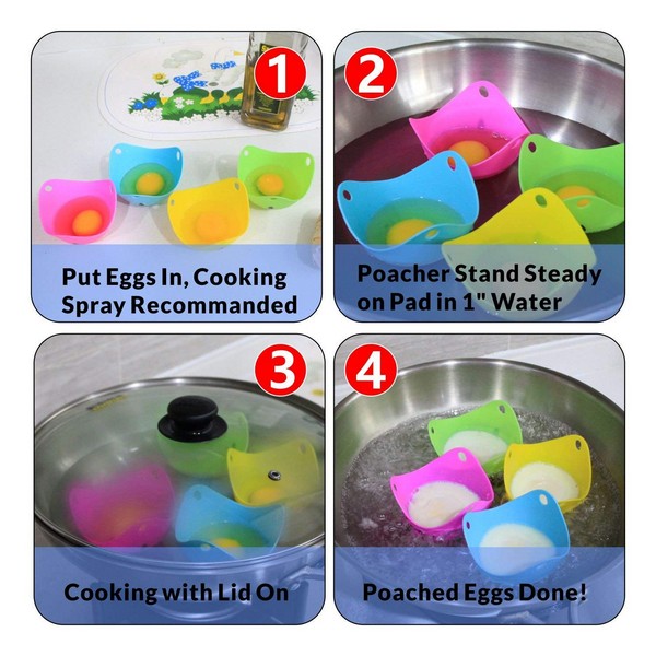 Pack of 6 Egg Poacher Silicone